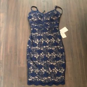 Bodycon navy blue lace dress size 1